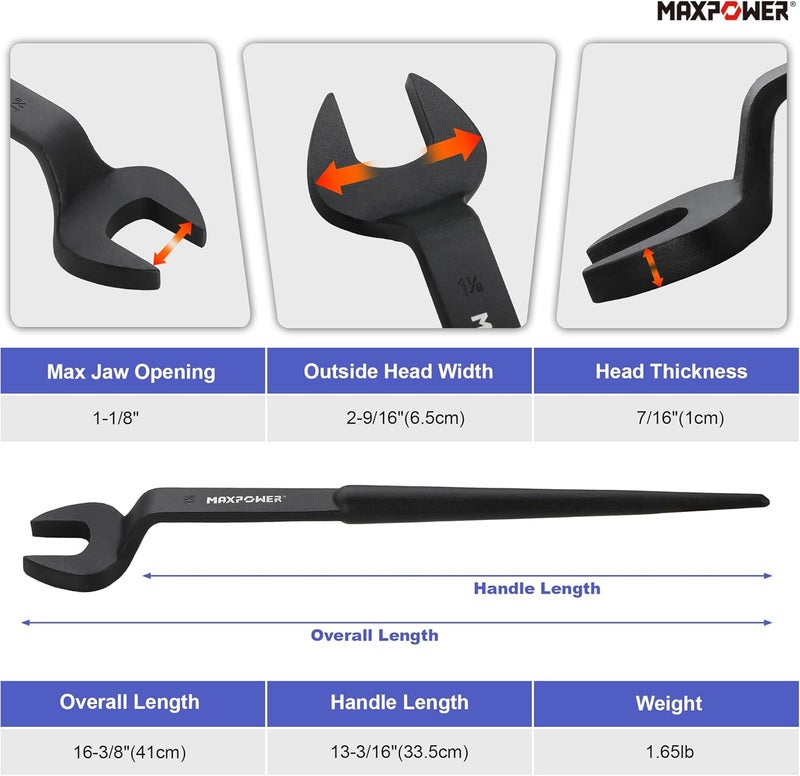 Max Power Spud Wrench, 1-1/8 inch Nominal Opening - Image 2
